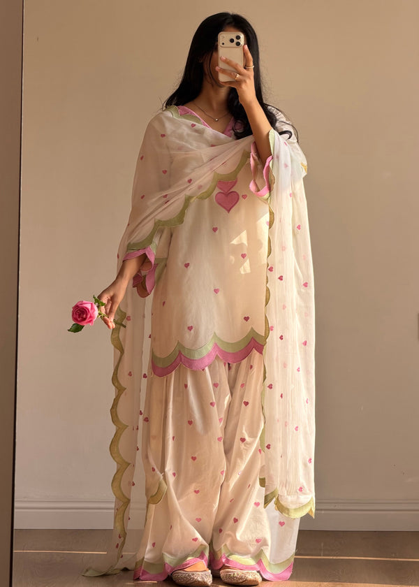 Viral Heart 3PC Akhroot Silk Unstitched Suit | Pariza