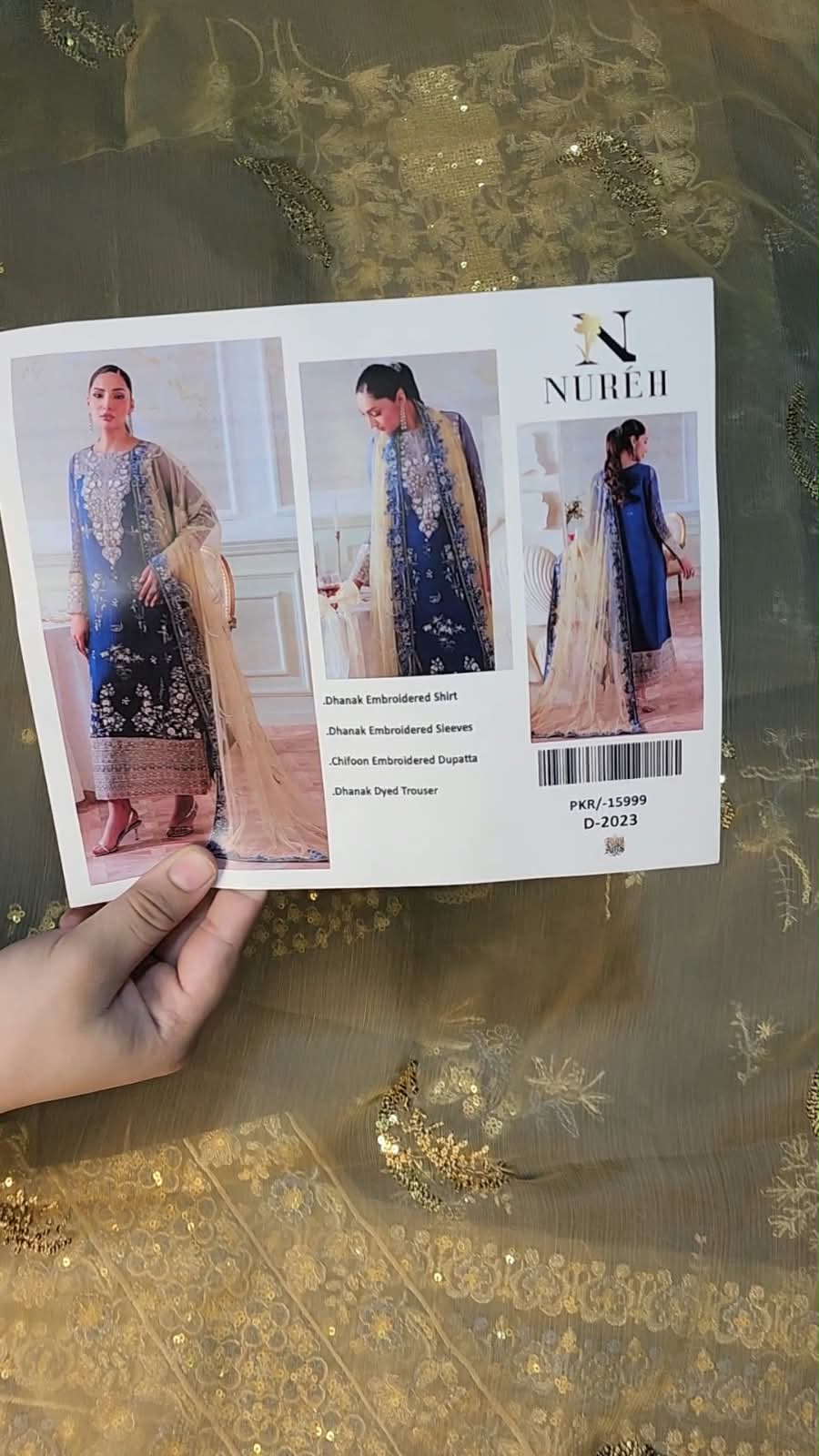 Nureh Viral Elanora Dhanak 3PC Unstitched Suit | Pariza